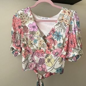 LILY STAR vintage floral crop with tie